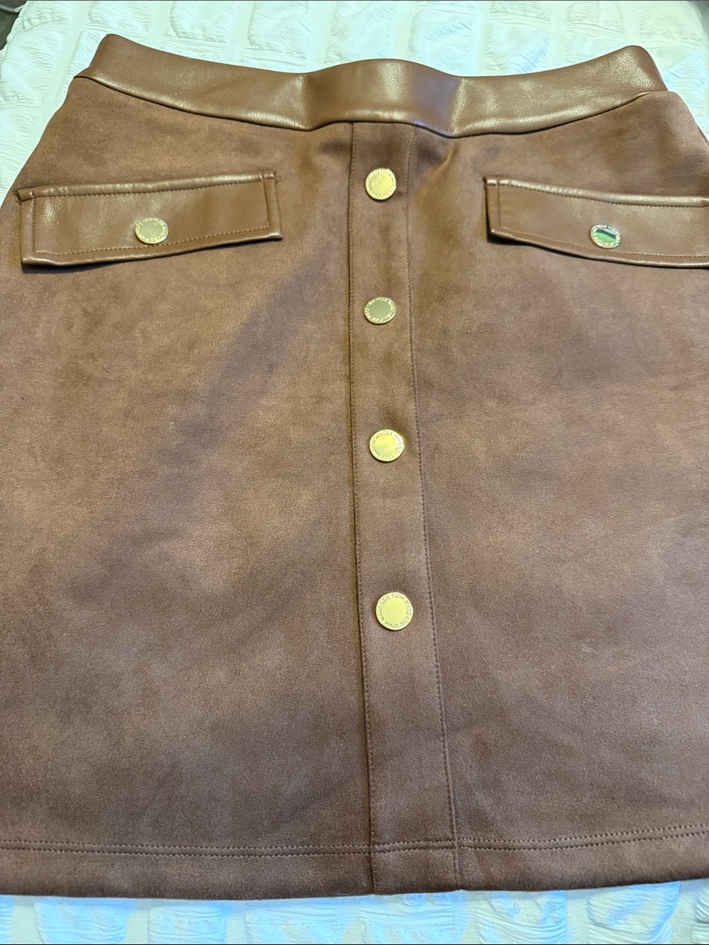 Marc New York Brown Faux Leather with Gold Branded Snap
